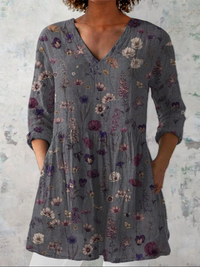 DELACROIX | Blouse Longue Col V Manches Longues Mathilde